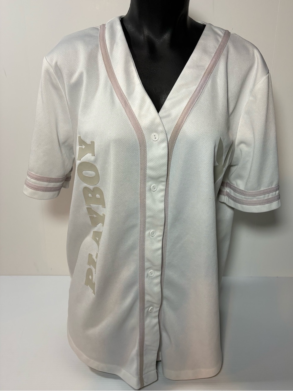 PLAYBOY White Jersey with Pale Pink Trim